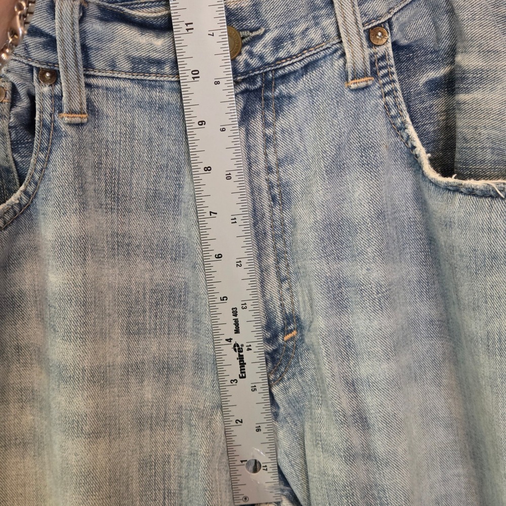 American Eagle Mens Loose Fit Light Wash Distressed Raw Hem Jeans 34x30 Blue - Picture 14 of 16
